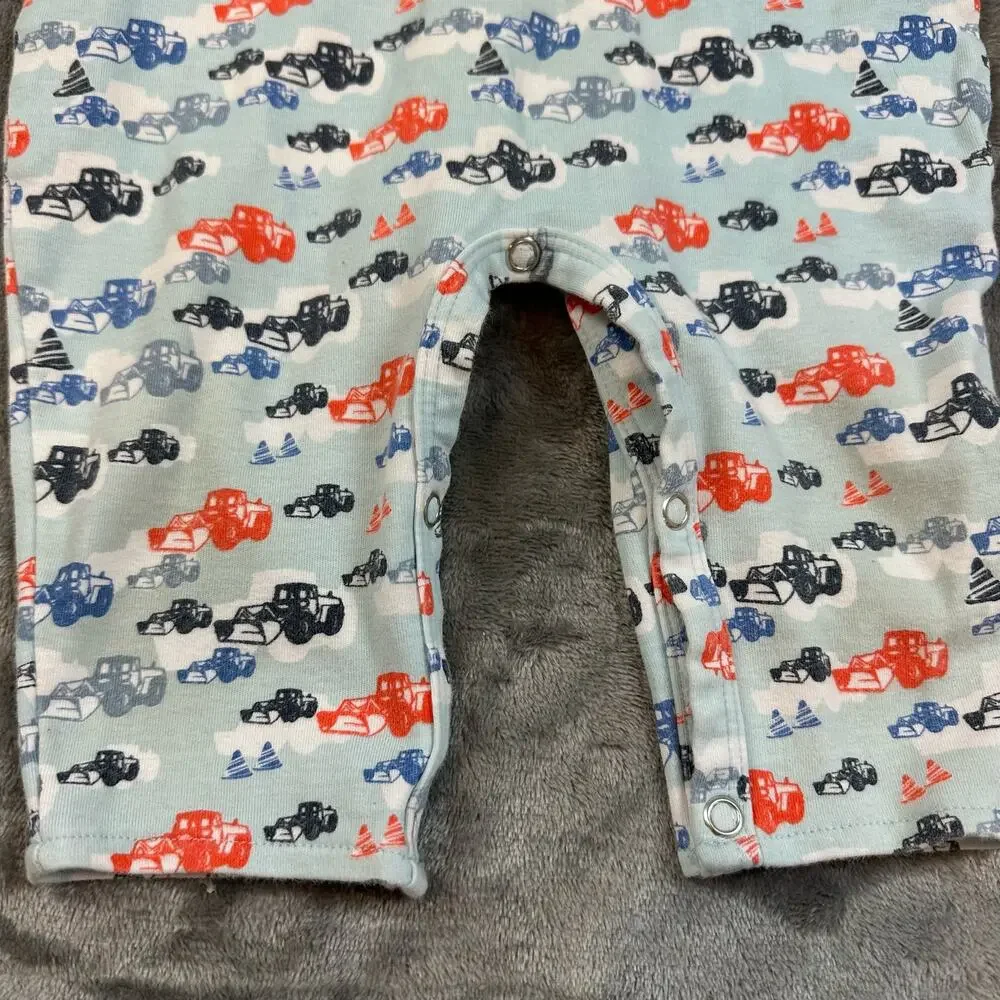 Zutano Button Back Romper Outfit Organic Construction Vehicles 12-18 Months